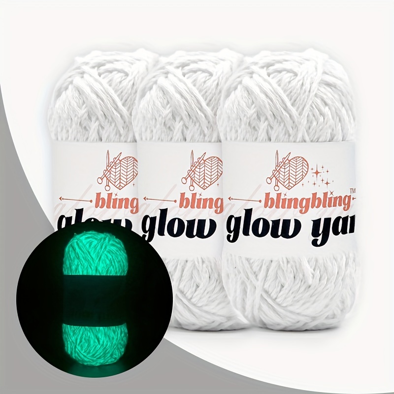 

Glow In The Dark Yarn, 3-pack White Polyester Yarn 50g/1.76oz - 55yd Per For Diy Arts, Knitting, Crocheting & Crafts, Fiber