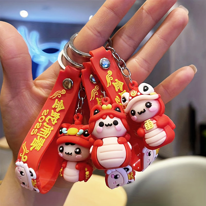 

4pcs Of Lunar New Year Snake Year Keychain Cartoon Bag Pendants Backpack Decorations For New Year Gifts