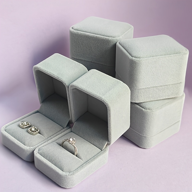 18pcs Premium Velvet Jewelry Gift Boxes, Luxurious Couple Ring & Stud Boxes