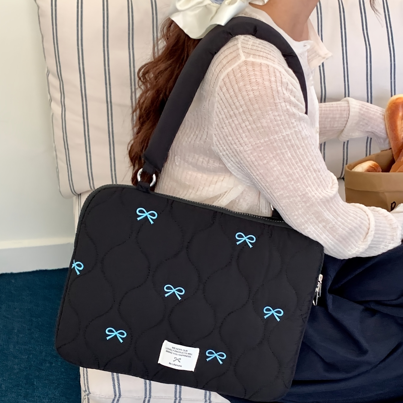 Torba za prenosnik Sweet Bow, združljiva z MacBook 13/14 palcev in ,6 palcev, notranja torba za prenosnik z eno ramensko zanko