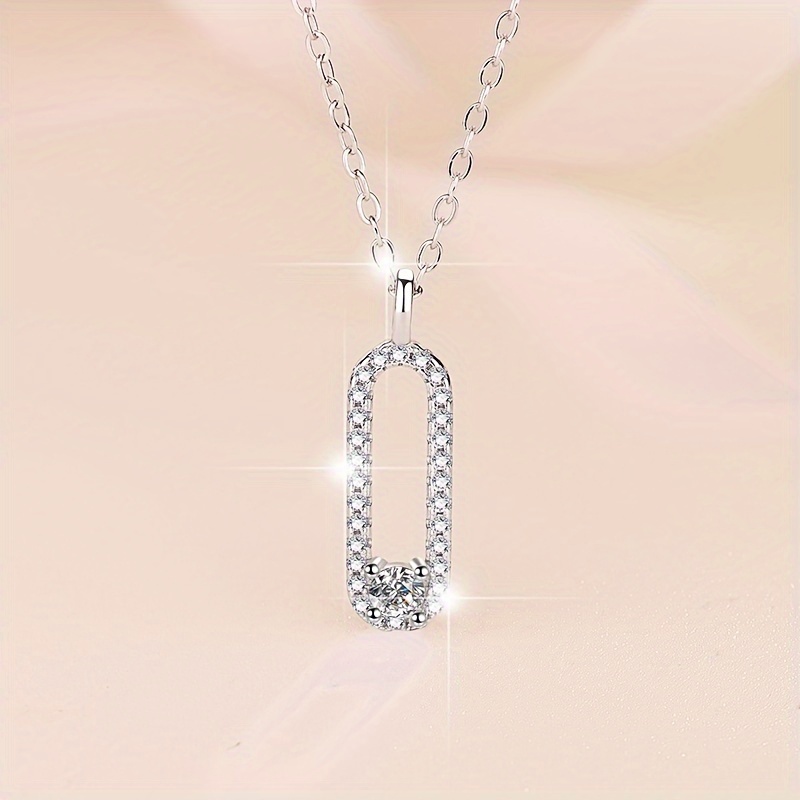 BINALOVE 1CT Moissanite Pendant Necklace S925 Sterling Silver December Birthst