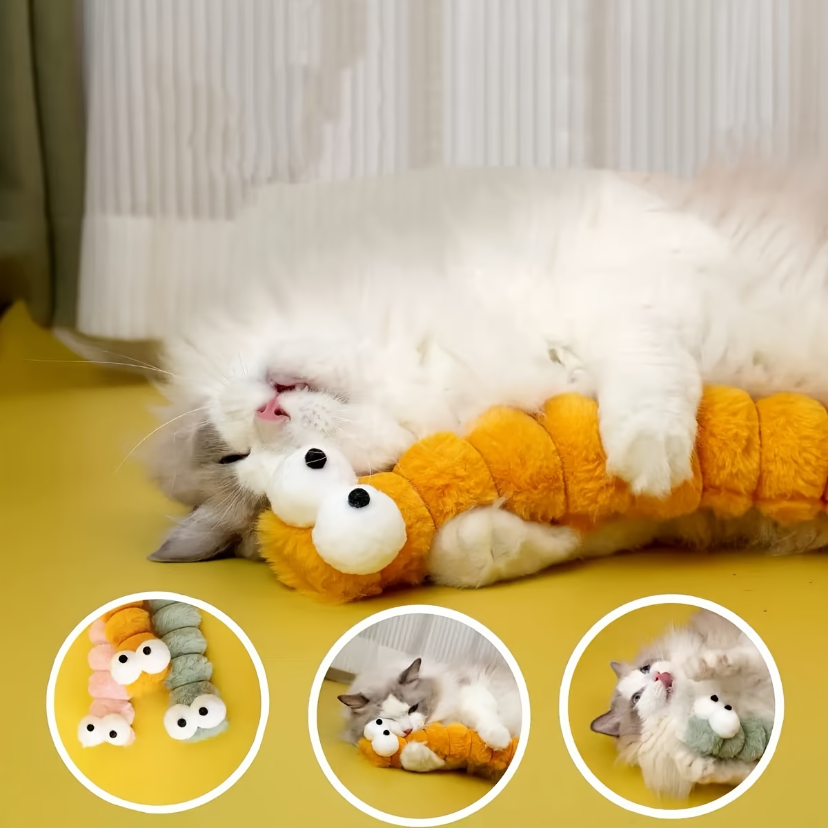 1pc   pink   caterpillar cat toy teasing molar bite soothing sleeping   supplies without battery Product details 6