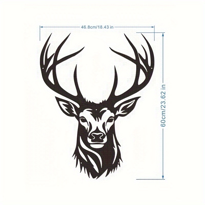Image of Metal Deer Head Wall Art Pendant, Iron Deer Wall Sculpture, Animal Art Silhouette Wall Decoration, Farmhouse Wall Decor, Metal Garden Art Piece, Home Hall Indoor And Outdoor Decor