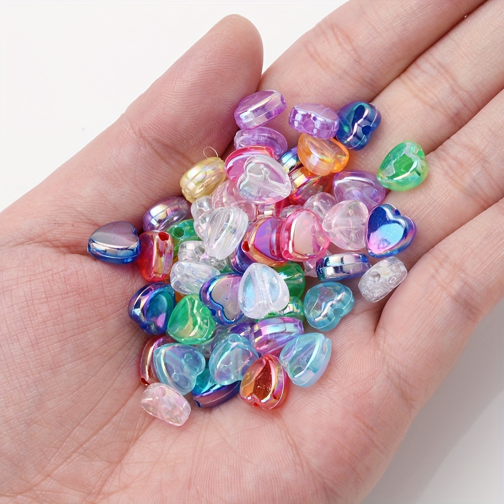 

Ensemble de 100pcs de Perles en de Cœur Couleur AB, Perles Acryliques Multicolores pour la Fabrication de Bracelets, , Boucles d'Oreilles, Bijoux et Artisanat DIY