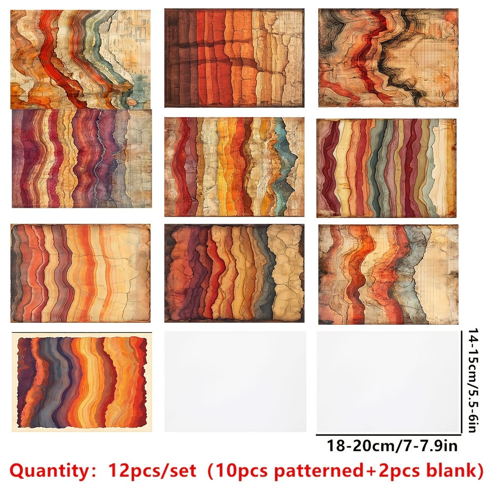 TEMU 12pcs Ruonaorou A5 Rock Sheets Suitable For Scrapbooking, Junk Journals, Planners - Semi-transparent Tissue Paper With Striped Stone Pages,