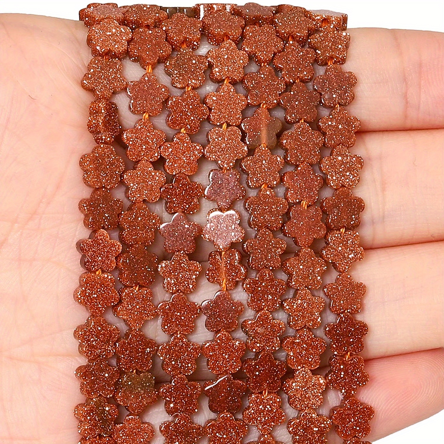 Golden Sandstone Flower Beads for Jewelry Making
