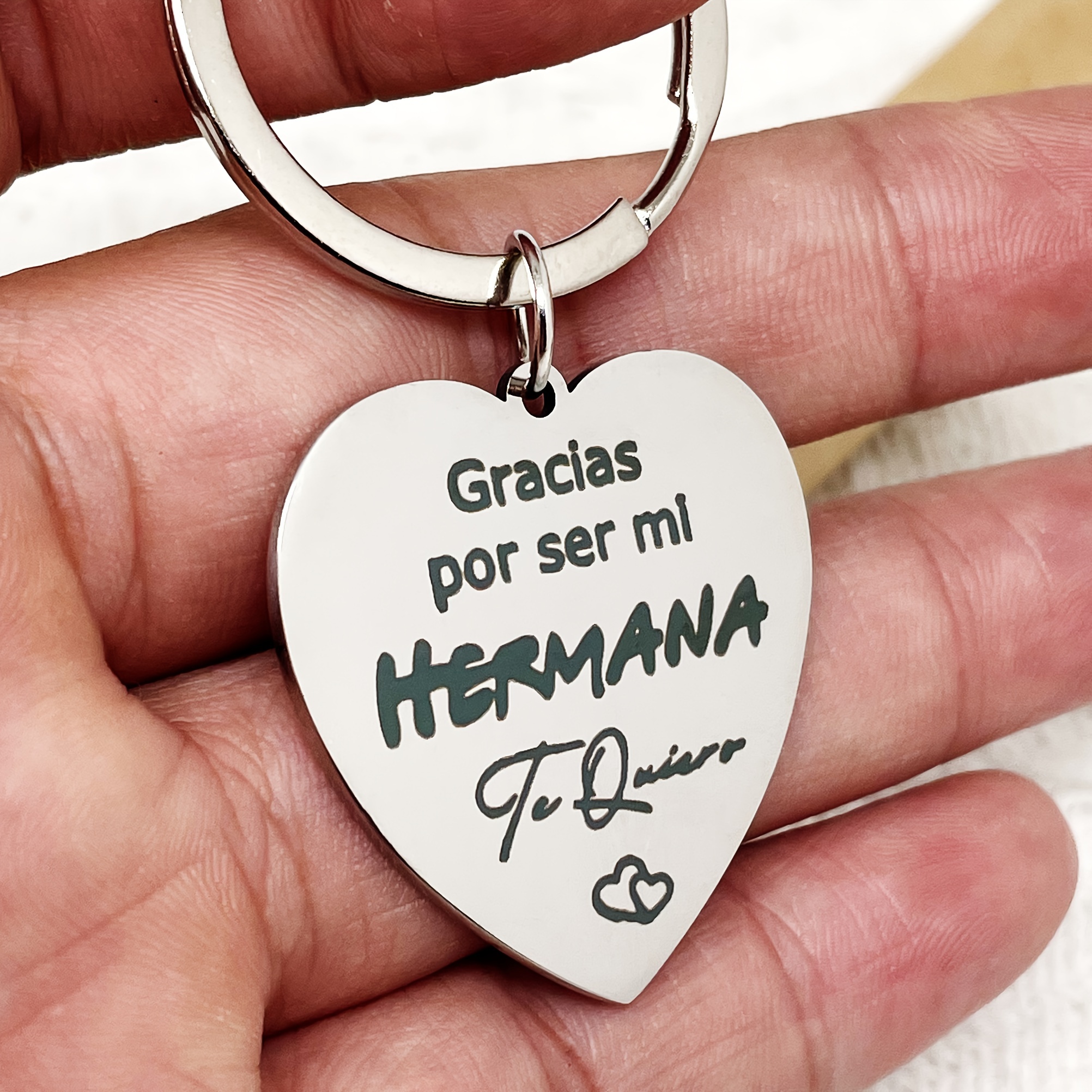 

A Perfect Keychain For My Sister, Sister, In Spain. Steel Keychain, Pendant.