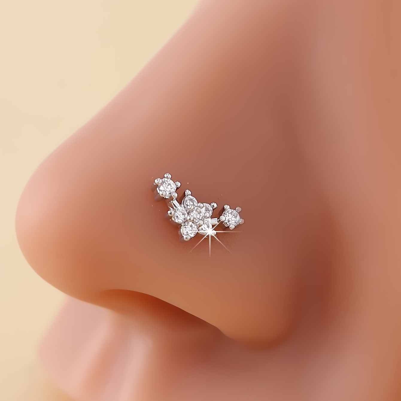 A Floral Nose Stud That Requires Piercing, Suitable For Daily Wear And As A Gift For