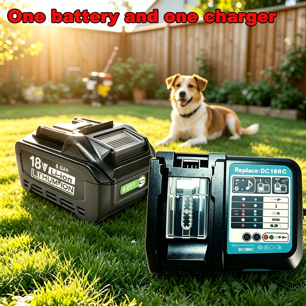 Image of 1 Pack 8.0ah Battery Replacement For Makita 18v Battery And 1 Charger Compatible With Bl1860b Bl1860 Bl1850 Bl1850b Bl1830 Bl1840 Bl1815 Lxt400 Dc18rc Dc18rd 18v Charger