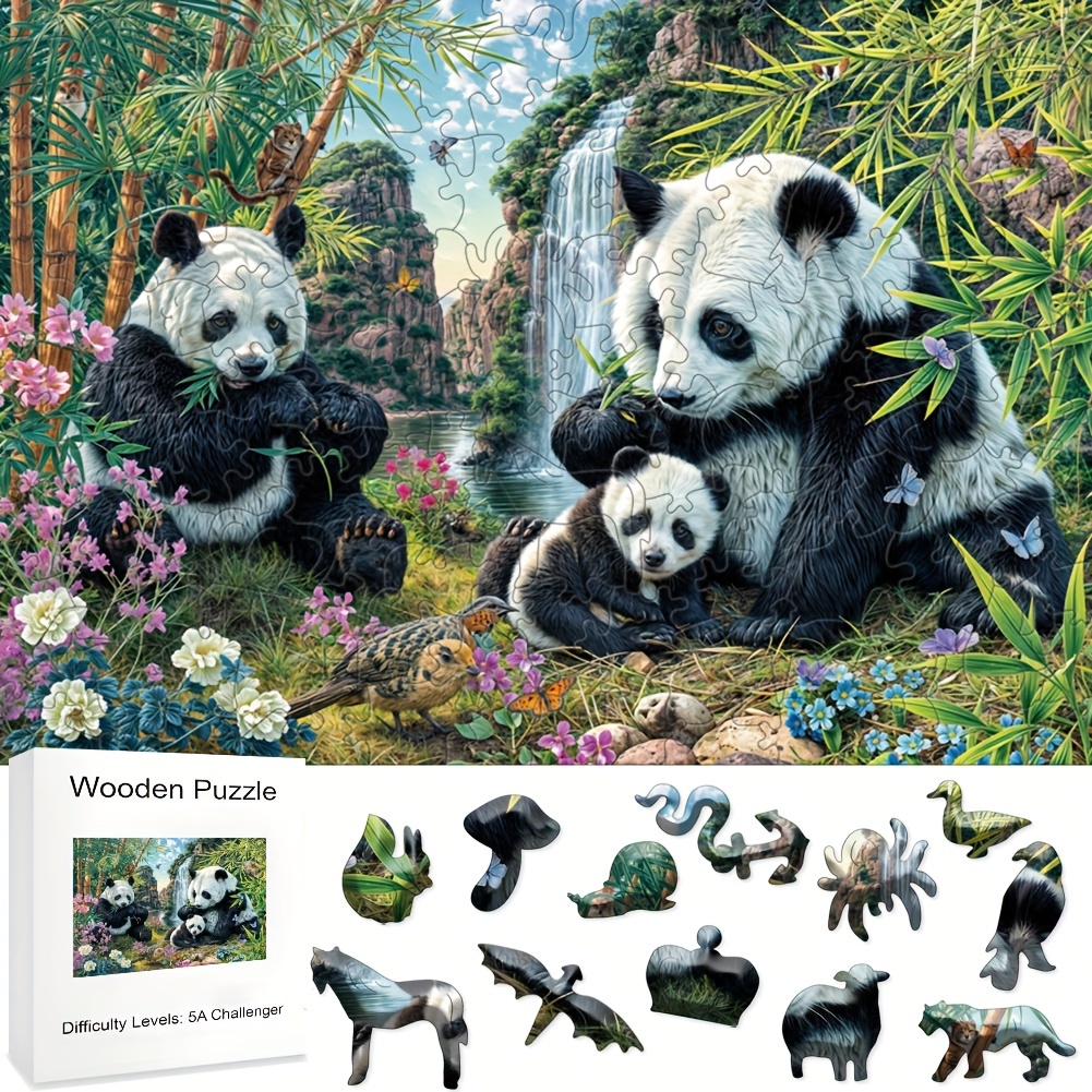 

Panda Parent-youngsters 3d Wooden Puzzle - Educational Diy Brain Teaser Craft Activity For Youngsters & Adults | Comes With Elegant White Box & Keychain