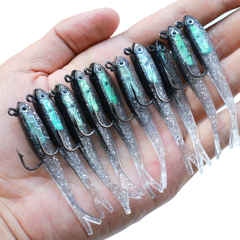 

10pcs Pvc Soft Fishing Lures, Bionic Grey Fish With Fork Tail, Soft Baits For Freshwater And Saltwater Fishing