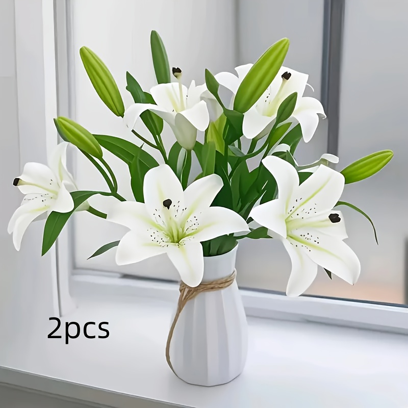 2 stck knstliche lilienblten 3 blten 6 knospen weie - Temu Germany