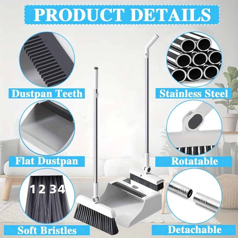 [3 in 1 broom mop] 3 in 1 foldable broom with dustpan combo set&floor brush | household cleaning tool set, outdoor broom,   cleaning, flexible design,   removal, dorm room essentials,   for home and office cleaning 2025 Product details 2