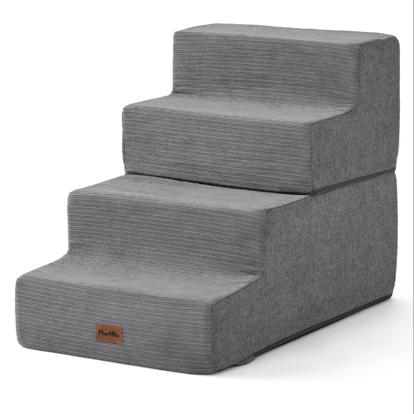 TEMU Dog Steps For Bed, Extra Wide Dog Stairs For High Bed Couch Sofa, 35d Foam Pet Steps For Small Dogs And Cats, Non-slip Bottom Pet Stairs, Grey