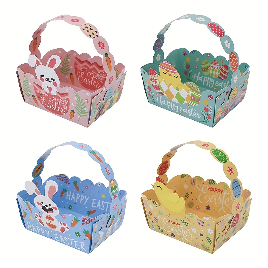 

12/24pcs Paper Easter Baskets Easter Treat Boxes Easter Party Favor Boxes With Handle