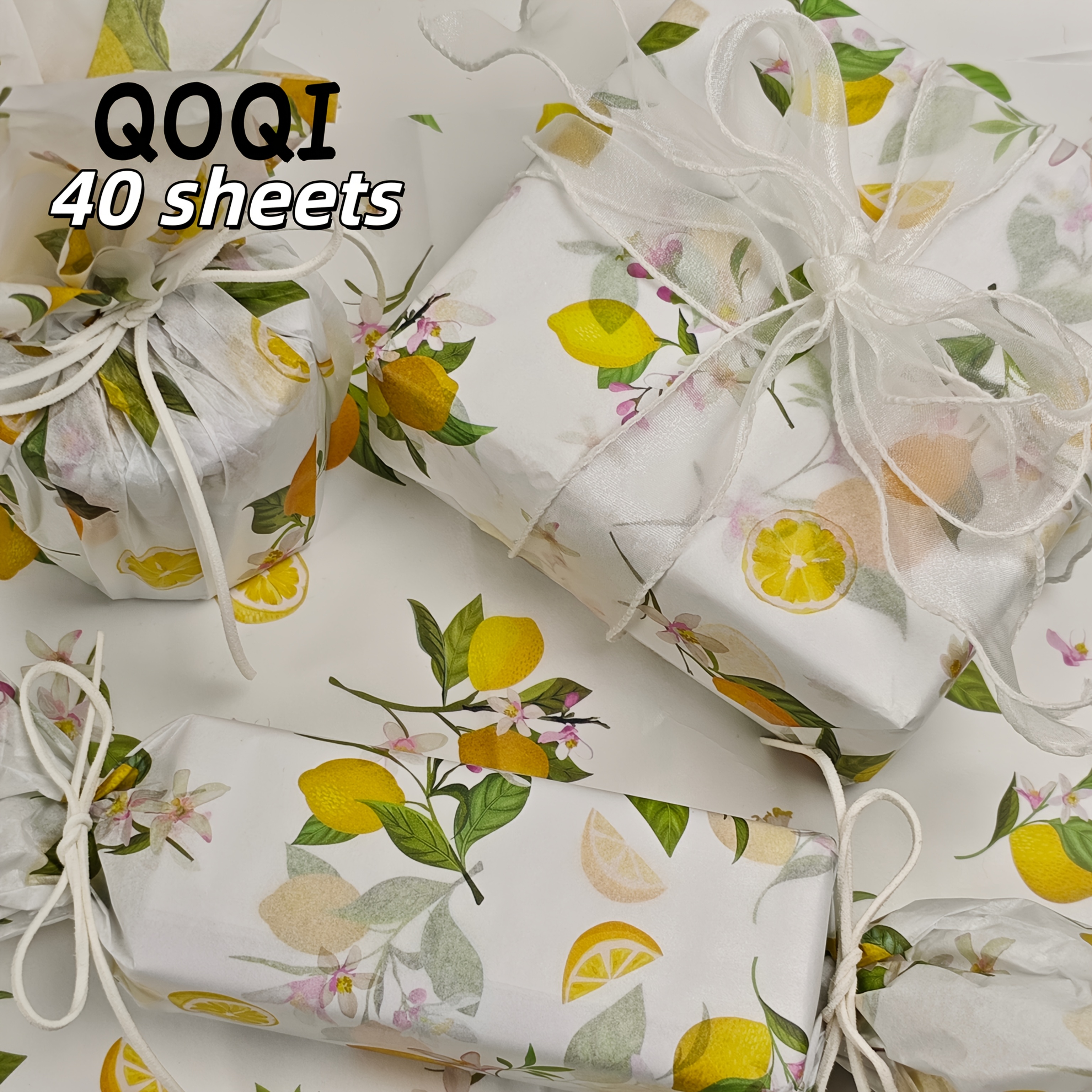 TEMU Papier de soie motif citron jaune, 20X14 pouces, papier de soie, idéal pour cadeau, la protection contre l'humidité des vêtements, de vin, le
