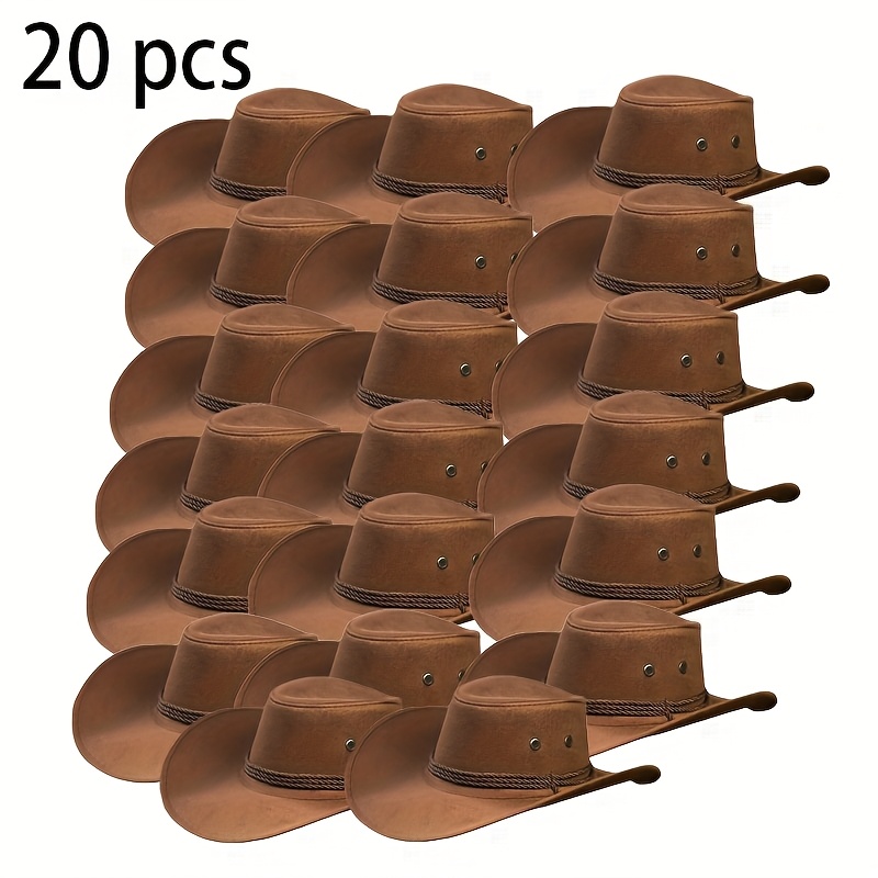TEMU 20 Stk. Western-Cowboyhüte kompatibel für Herren & Damen – Leichte Vintage-Seil-Ritterhüte mit spitzen Kronen, einfarbig (///Marineblau) –