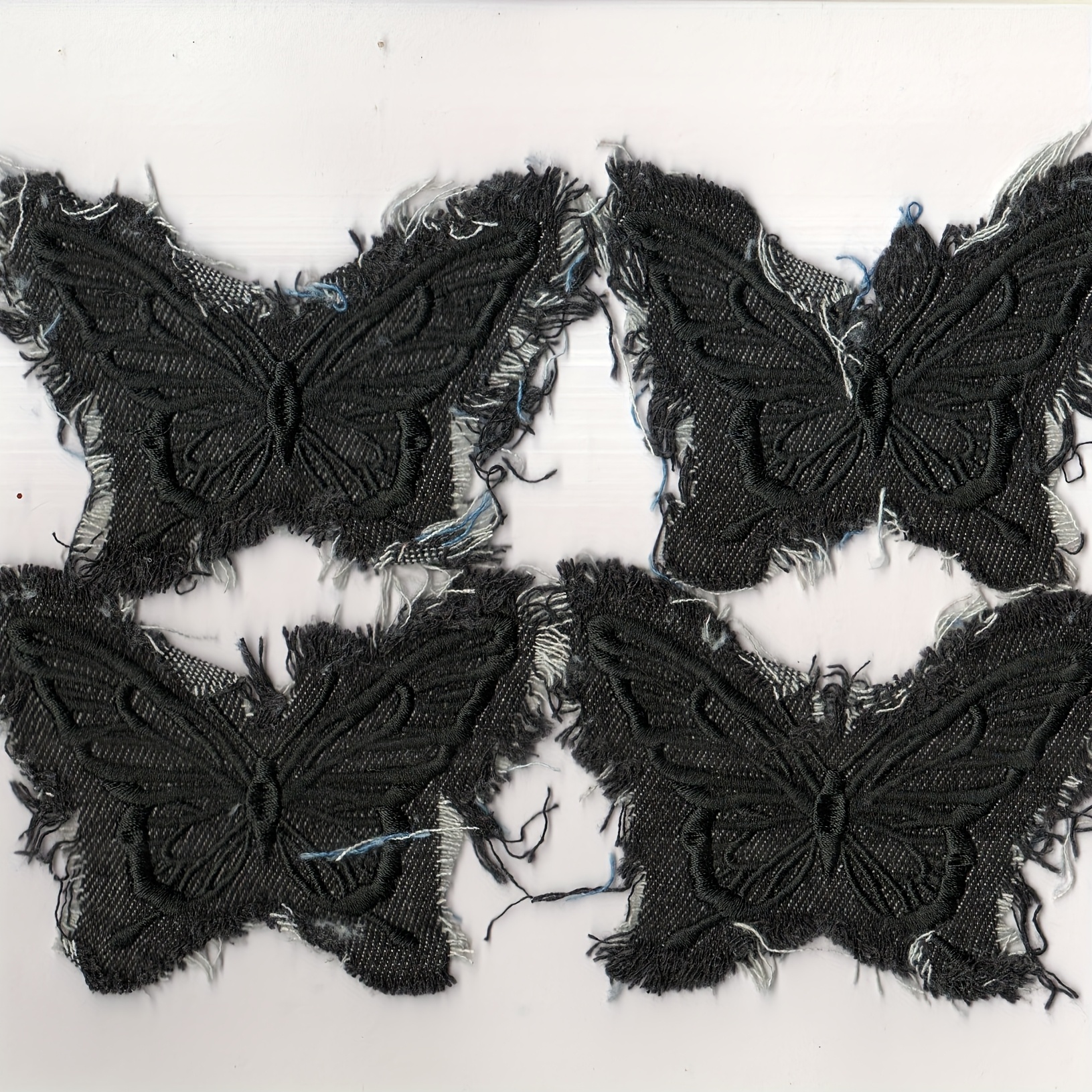 TEMU 4pcs Denim Tassel Embroidery Patches For Clothing, Bags, Shoes, Hats, And Home Decor Iron-on Appliques