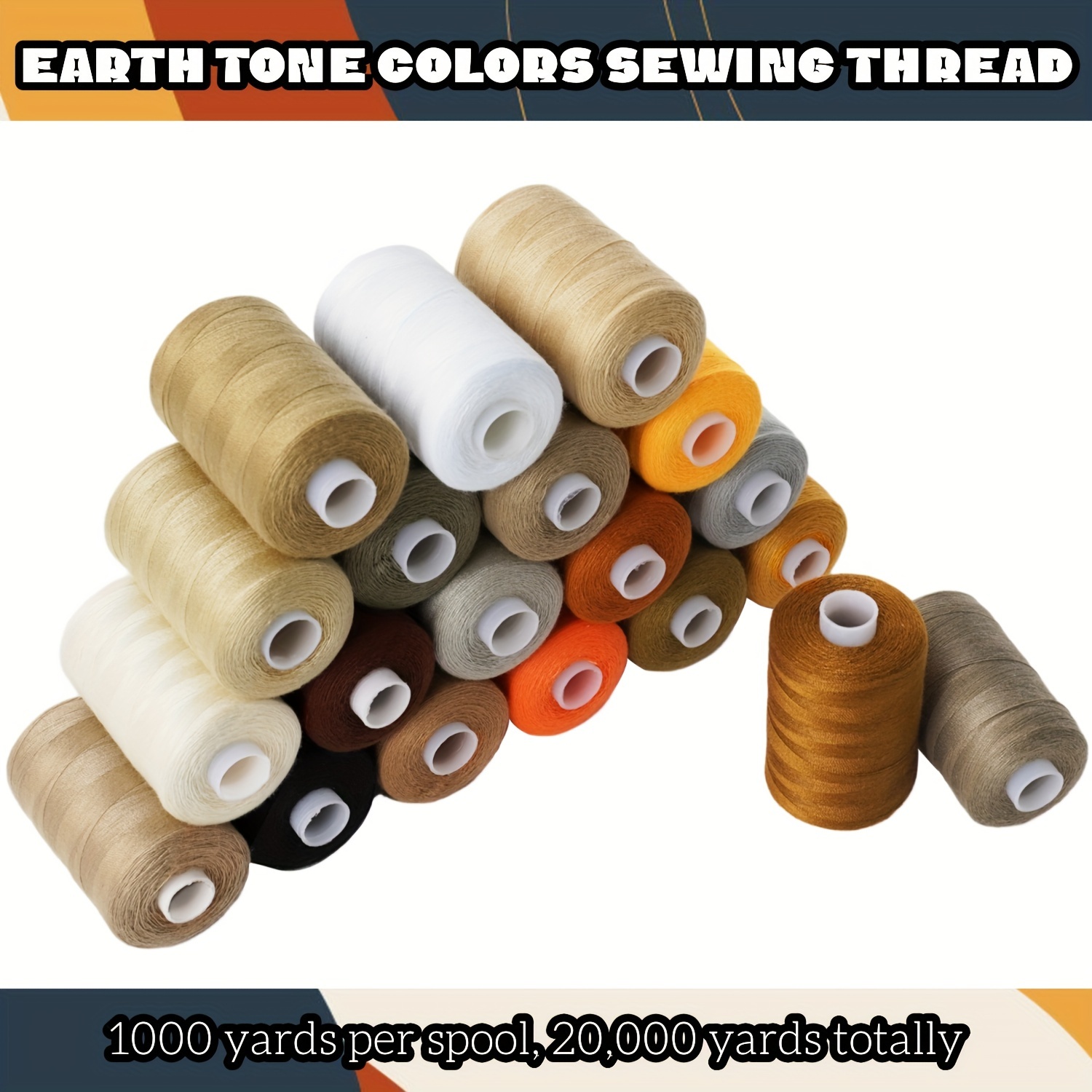 

20colors Earth Tone Color Sewing Thread Kit 1000 Yards Per Spool For Hand Stitching And Sewing Machine Use