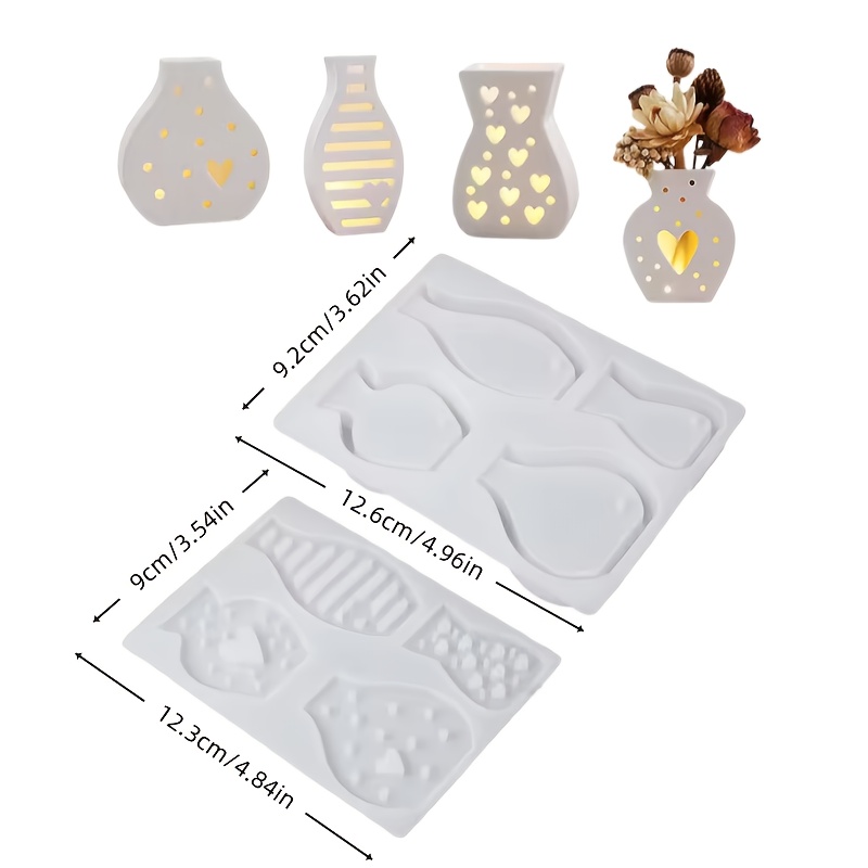 E-shop Gipsvase Silikonform Kerzenform Kreativ Zusammengebaute Hohle Leuchtende Vase Handgemachtes Geschenk Dekorationsform DIY 3D Gips Beton