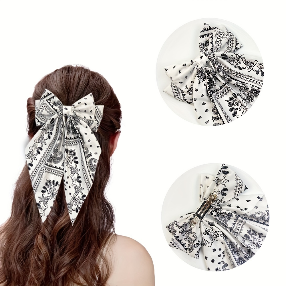 8pcs elegant minimalist bow tie hairpins set printed fabric bow hair accessories for women casual daily wear halloween festival hairpins Product details 7