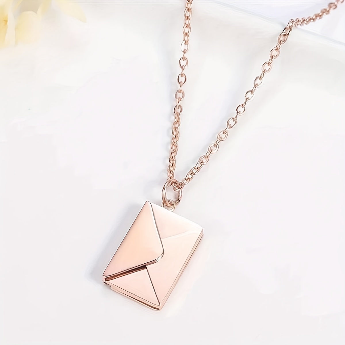Custom Engraved Envelope Necklace in Stainless Steel