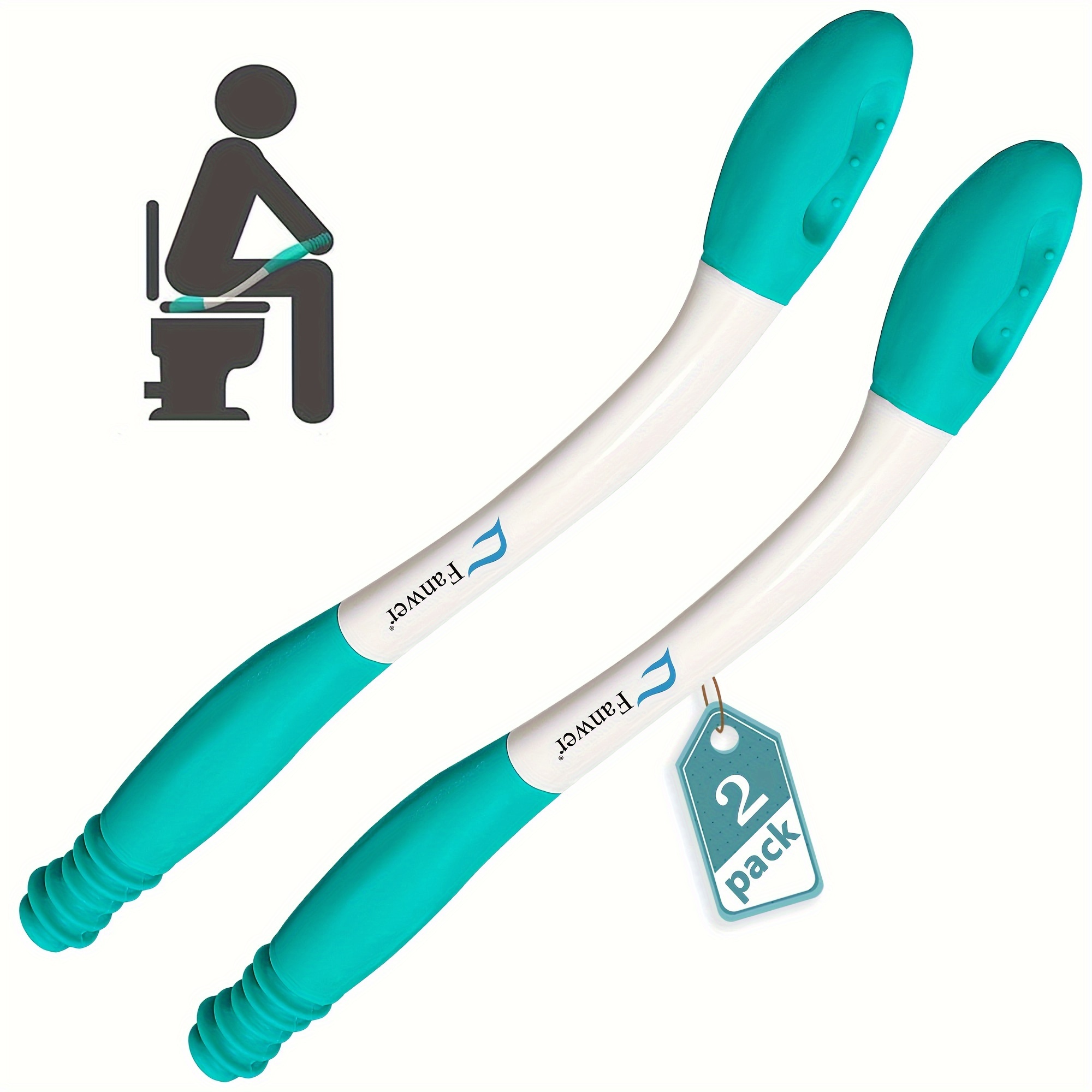 

Bathroom Wiping Aid Tool For Elderly, Disabled, Overweight - 15.7" Plastic Toilet Assist Device - Wiping Self-assist -pack