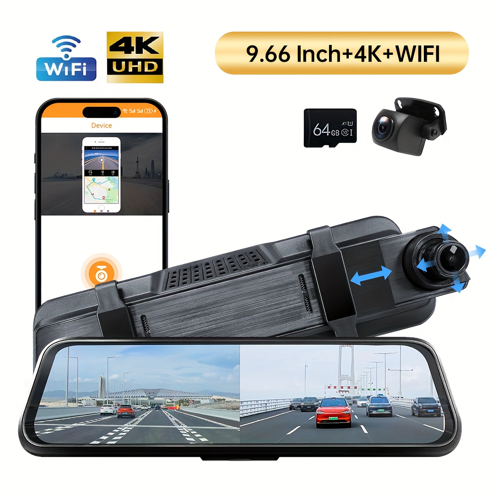 

9.66" 4k Cam , 2160p Hd For & Trucks, And Rear Cameras, , Assistance, Included 64gb