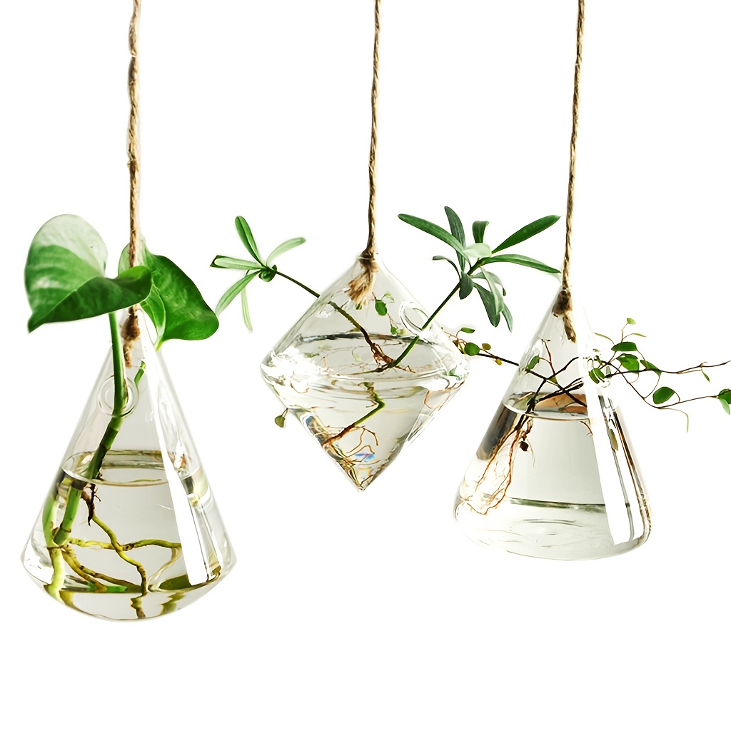 Image of Glass Vase Hanging Planter Plant Terrarium Hanging Propagation Station Container For Hydroponic Plants Home Garden Decor 3 Types