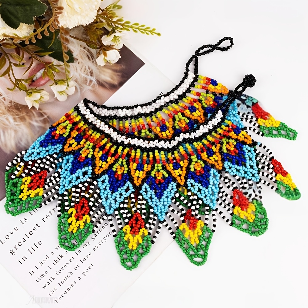 Handmade Multicolor Bead Necklace, Versatile Style