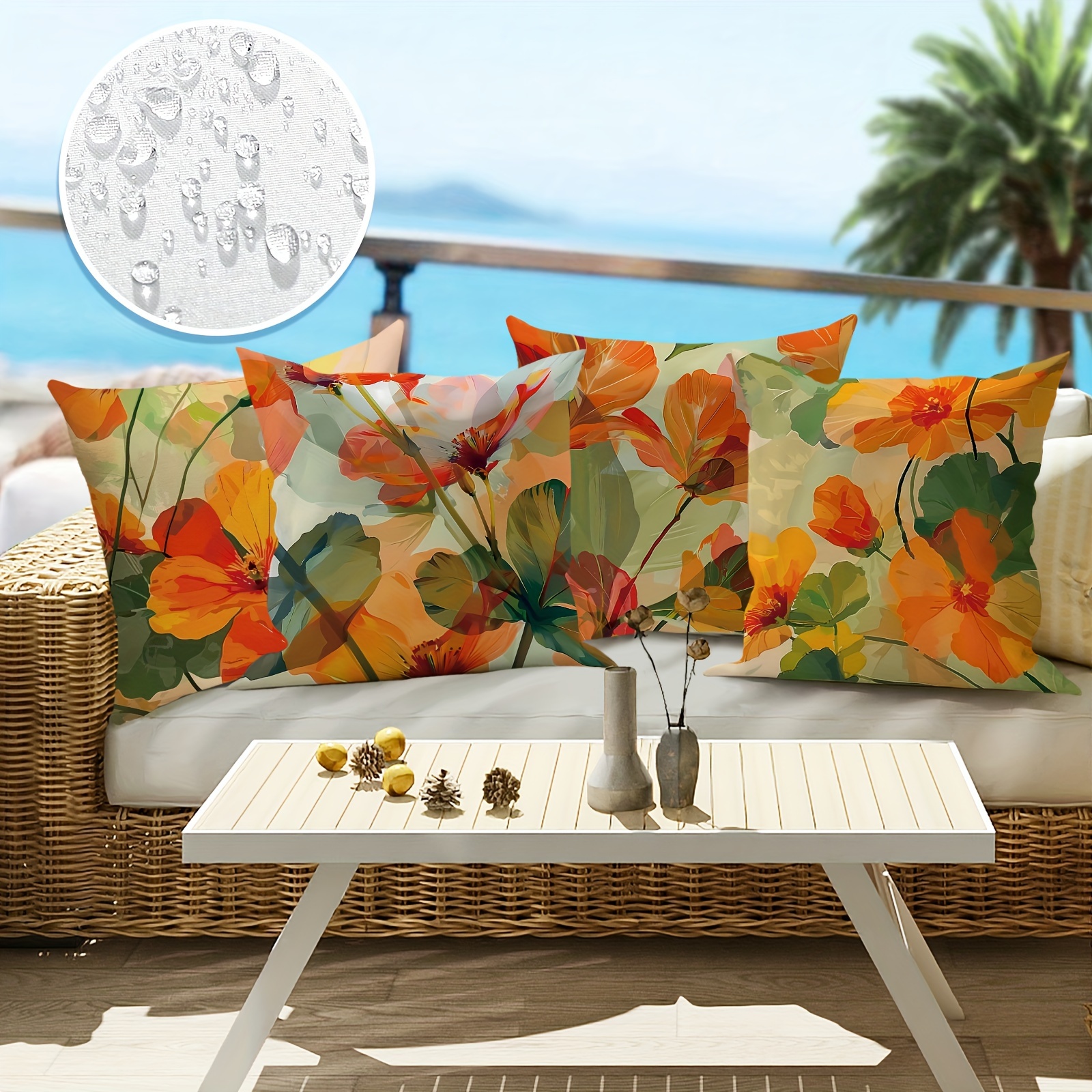 popular vibrant floral waterproof throw pillow Temu