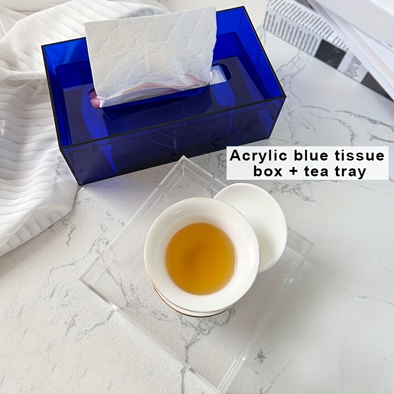 2pcs acrylic tissue box napkin extractor tea cup holder spill proof tea coaster tissue box and tea coaster set Product details 2