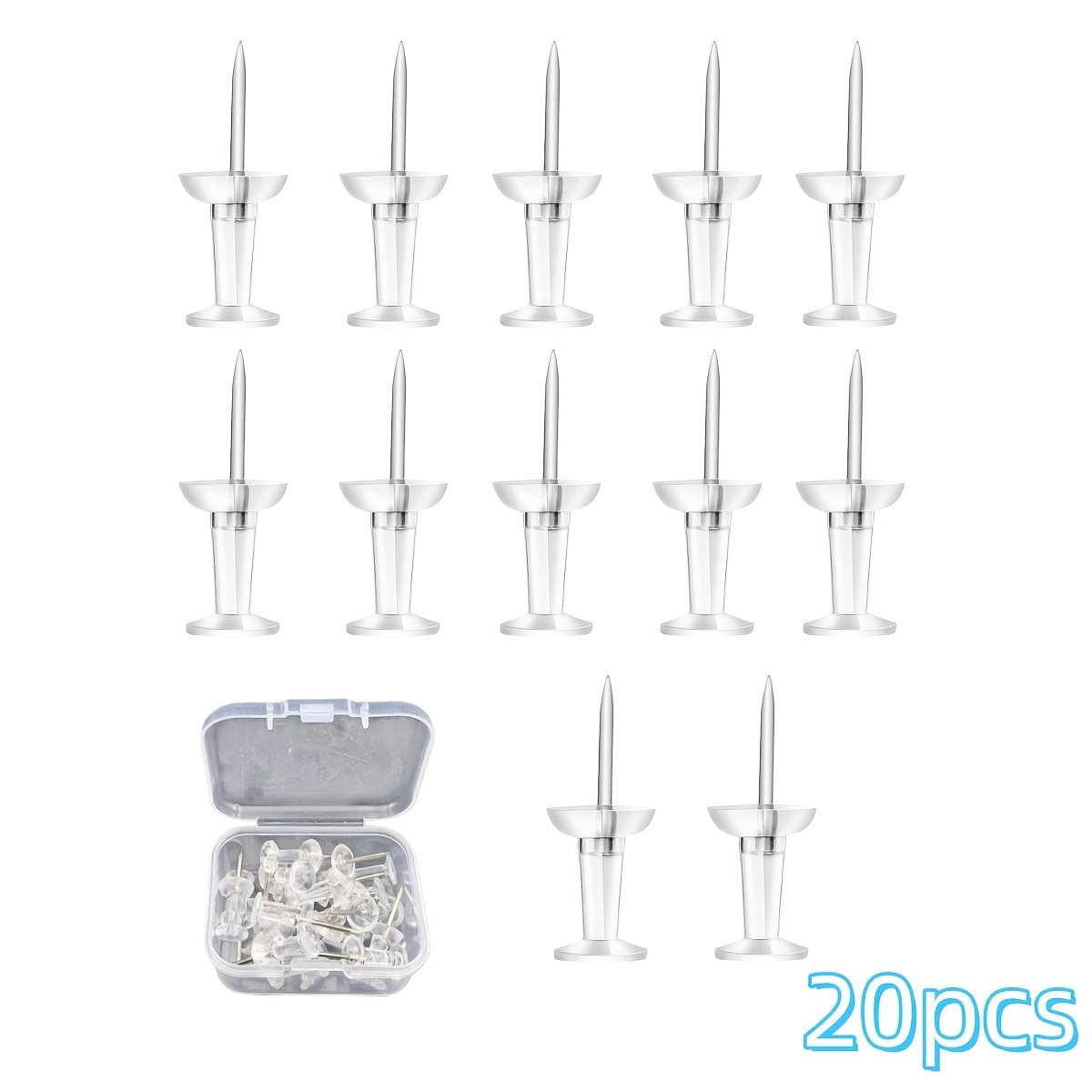 TEMU Lot de 20/150 punaises transparentes, punaises pour tableaux en liège, fixation pour décoration murale en feutre