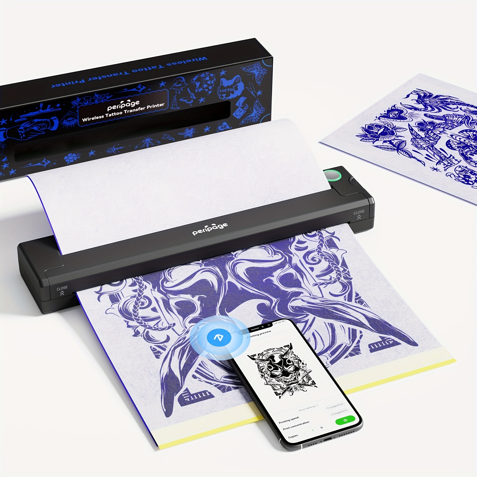 

Peripage P90 Thermal Tattoo Stencil Printer, Wireless With 5pcs Free Transfer Paper - Ideal For & Enthusiasts - Compatible With Phone & Pc- Valentine's Day