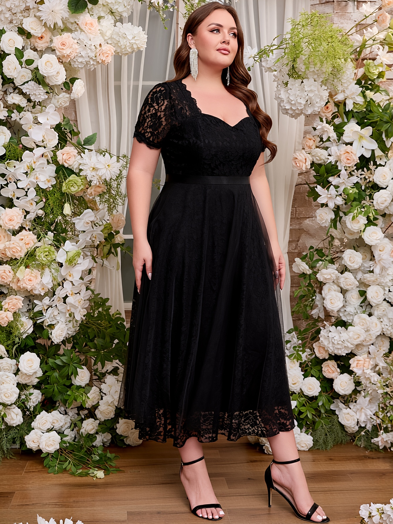 bridal shower guest dress plus size Size, Plus Women's Lace Trim Bridesmaid Dress, Wedding Party Attire, Semi-Formal * Wedding Buy H&M Draped dress Long Prom dresses Color:Black / Bronze This PLUS SIZE beach