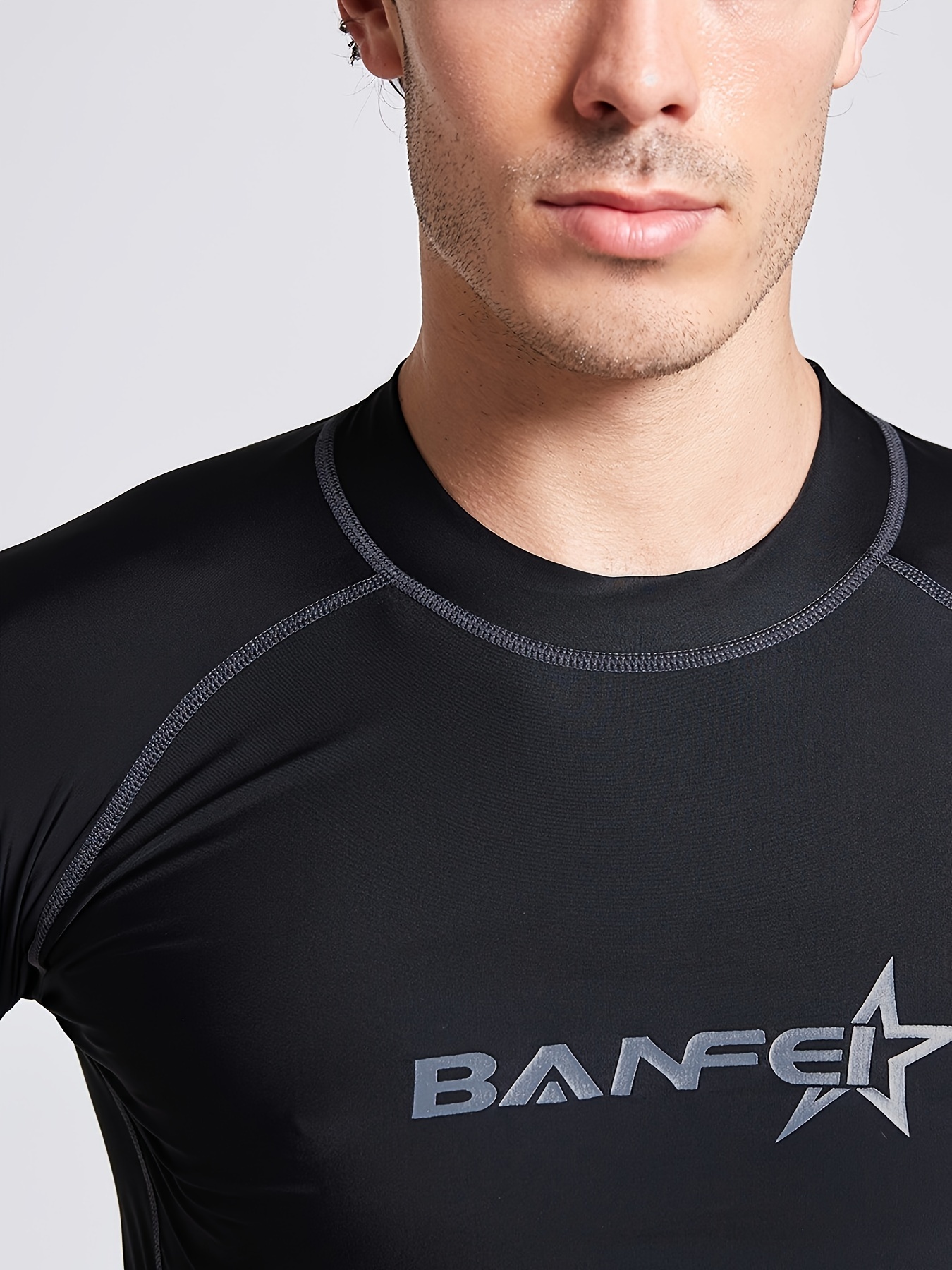 Men's Swimsuit Short Sleeve Rash Guards Quick Dry Snorkeling Surfing Sun  Shirt 