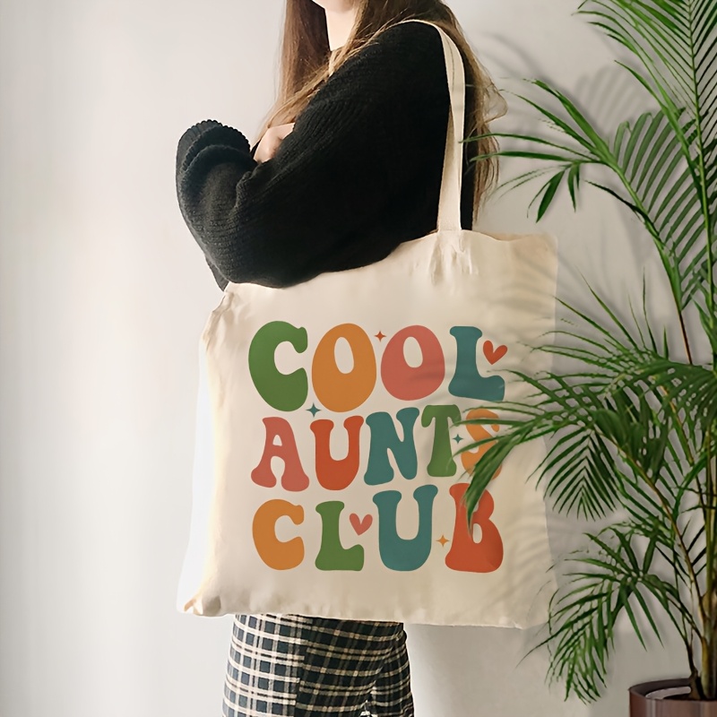 1pc Club Pattern Tote Bag Shoulder Bag For Women's Reusable Shopping Bag, Best Gift For Her, Trendy Folding Shoulder Bag Summer Beach Holiday Bag Best Gift For Aunts