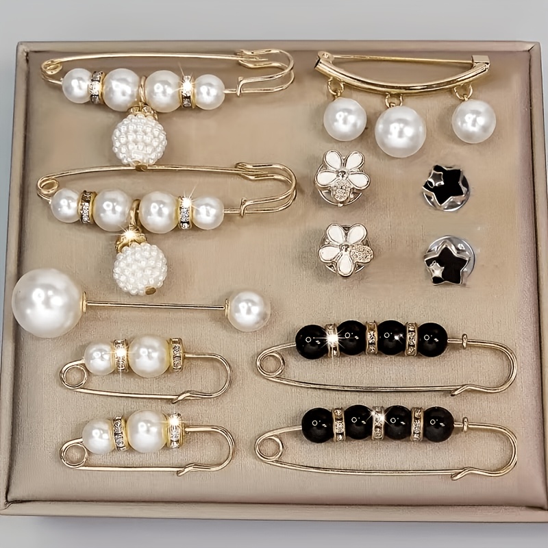 TEMU Set de 12 broches elegantes y seguros, formas irregulares, estilo elegante - Adiciones de moda multifuncionales para vestidos, cinturones,