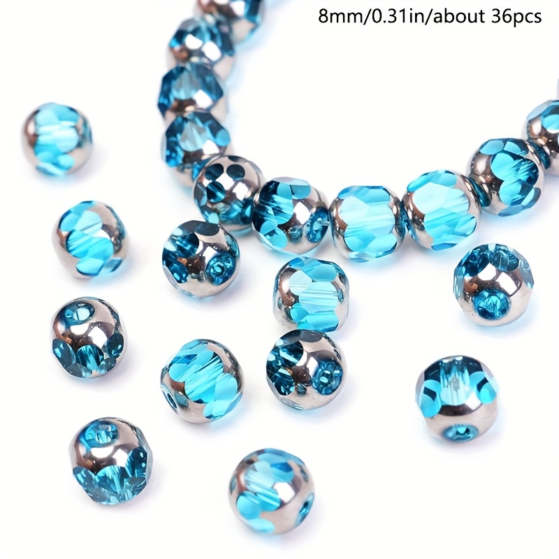 E-shop 8 mm schillernde, facettierte, runde Glasdekorperlen, einzigartige, mehrfach facettierte Glasperlen für Ohrringe, Armbänder, Halsketten,