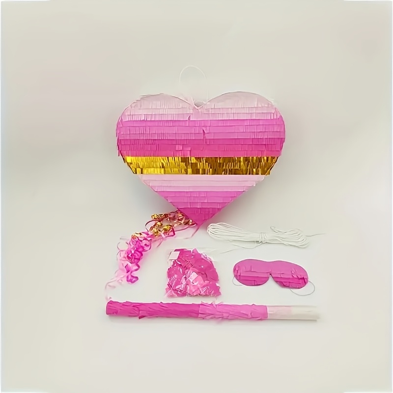 Gradient Drawstring Heart-shaped Piñata - Perfect For Birthday Party Decorations And Supplies, Quinceañeras, And Valentine's Day Party Packs Baby Shower