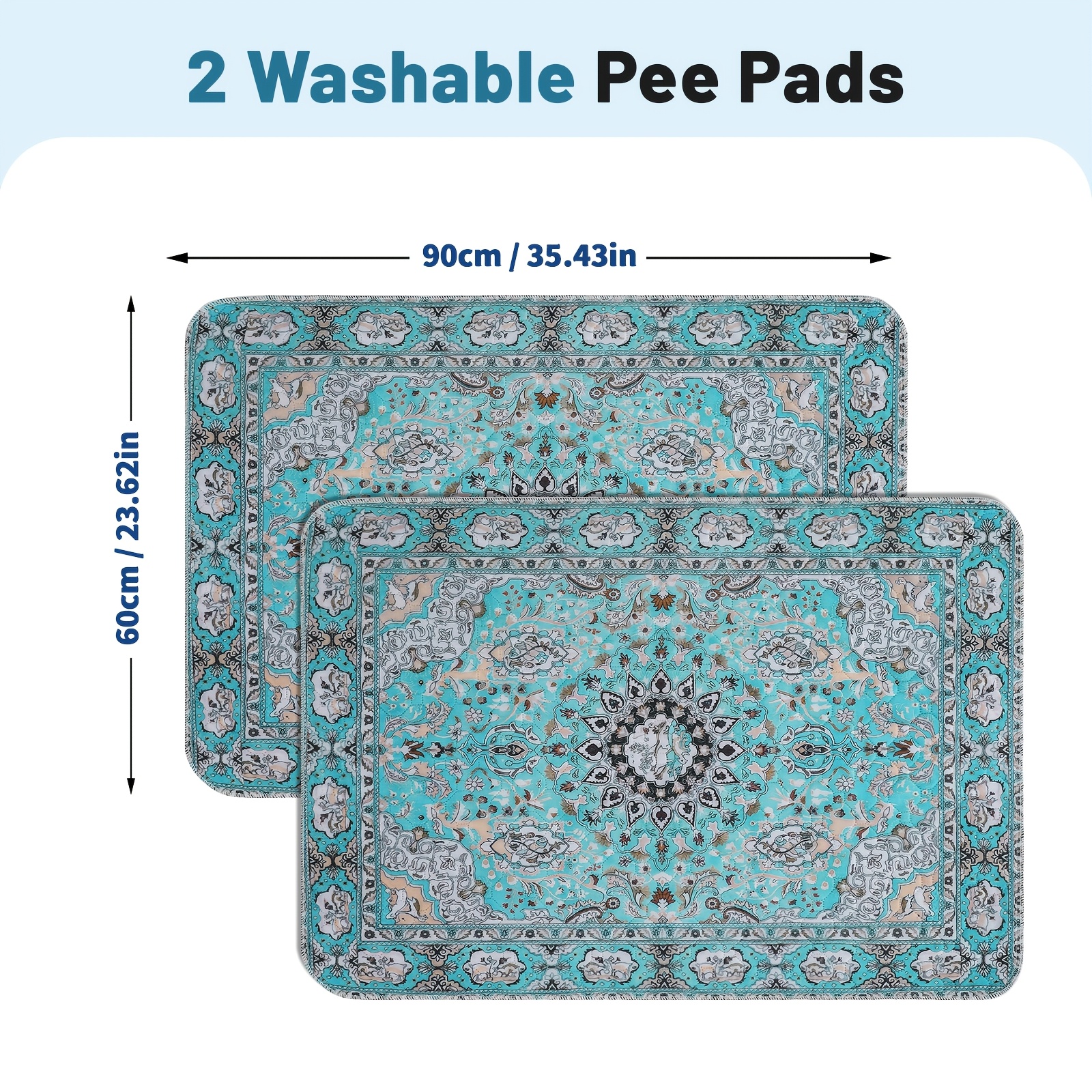 TEMU Washable Pee Pads For Dogs 2 Pack Reusable Puppy Pads Super Absorbent Leak-proof Dog Training Pads, Non-slip Potty Pads For Floor, Crate, Couch,
