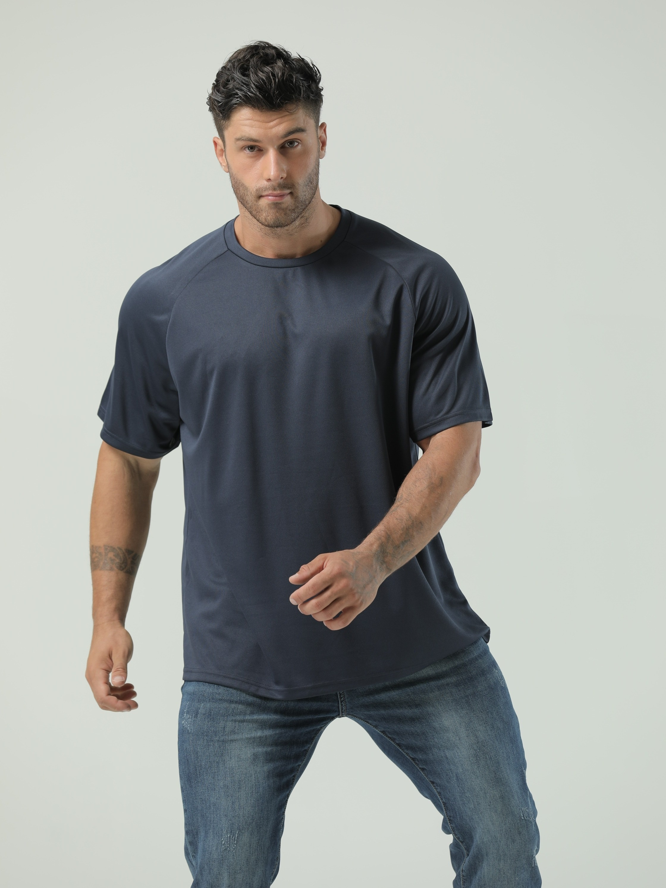 Plus Size Men's Breathable Quick Dry T-shirt For Sports, Men's Clothing