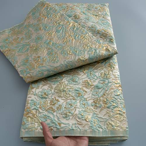 1pc 5yards nigerian brocade lace fabric with golden stamping african lace jacquard fabric for dress making 4852