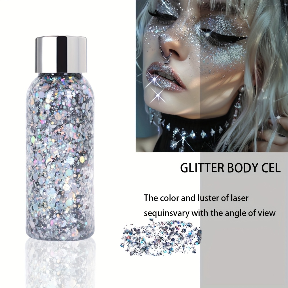 Wisebom Glitzer-Gel Set (3 Flaschen) – Körperglitzer Für Festival, Party & Make-up (Gold, Silber, Weiß)