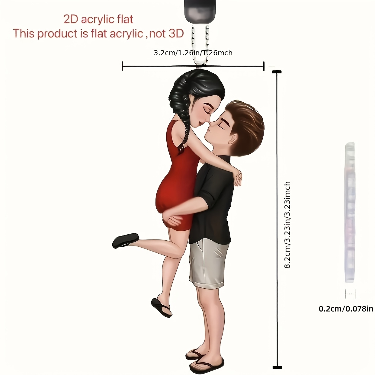 TEMU 2d Flat, Valentine's Day Couple Acrylic Pendant, 2d Flat Printing Car Rearview Mirror Pendant- Perfect Gift For Couples, 1pc, 2d Flat