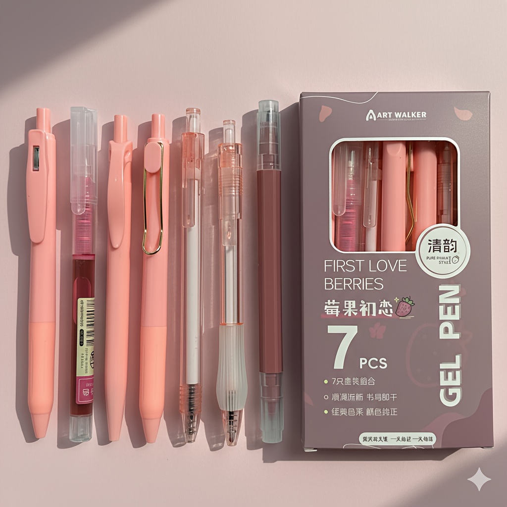 TEMU 7pcs/35pcs (5 Boîtes) Stylos à Bouton Aesthétiques Haute Qualité Couleur Dopamine Étudiant Séchage Rapide Stylos 0.5Mm Ensemble de Stylos