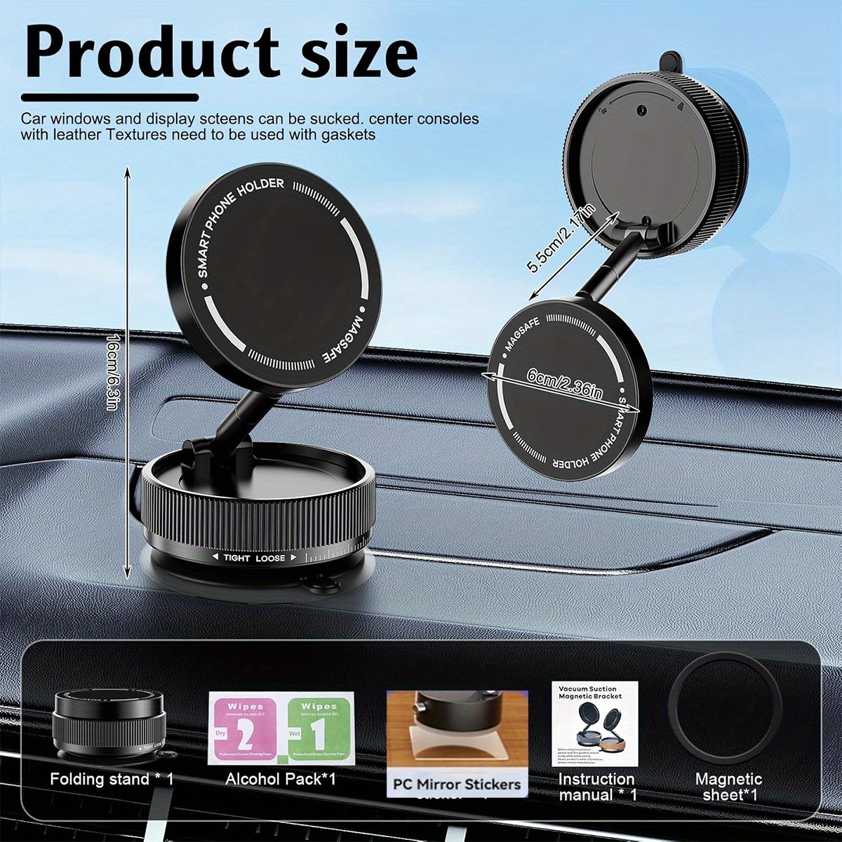 Vacuum Magnetic Phone Holder Updated Suction Cup Phone Mount Foldable And Portable Easy To Operate And Durable Multi-scenario Application 360° Adjustable For Gym/Kitchen/Bathroom/Car/Desktop(White