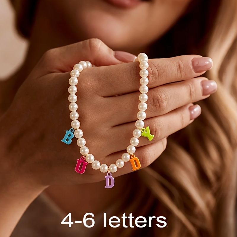 Custom Colorful Letter Bead Name Necklace, Unisex Gift
