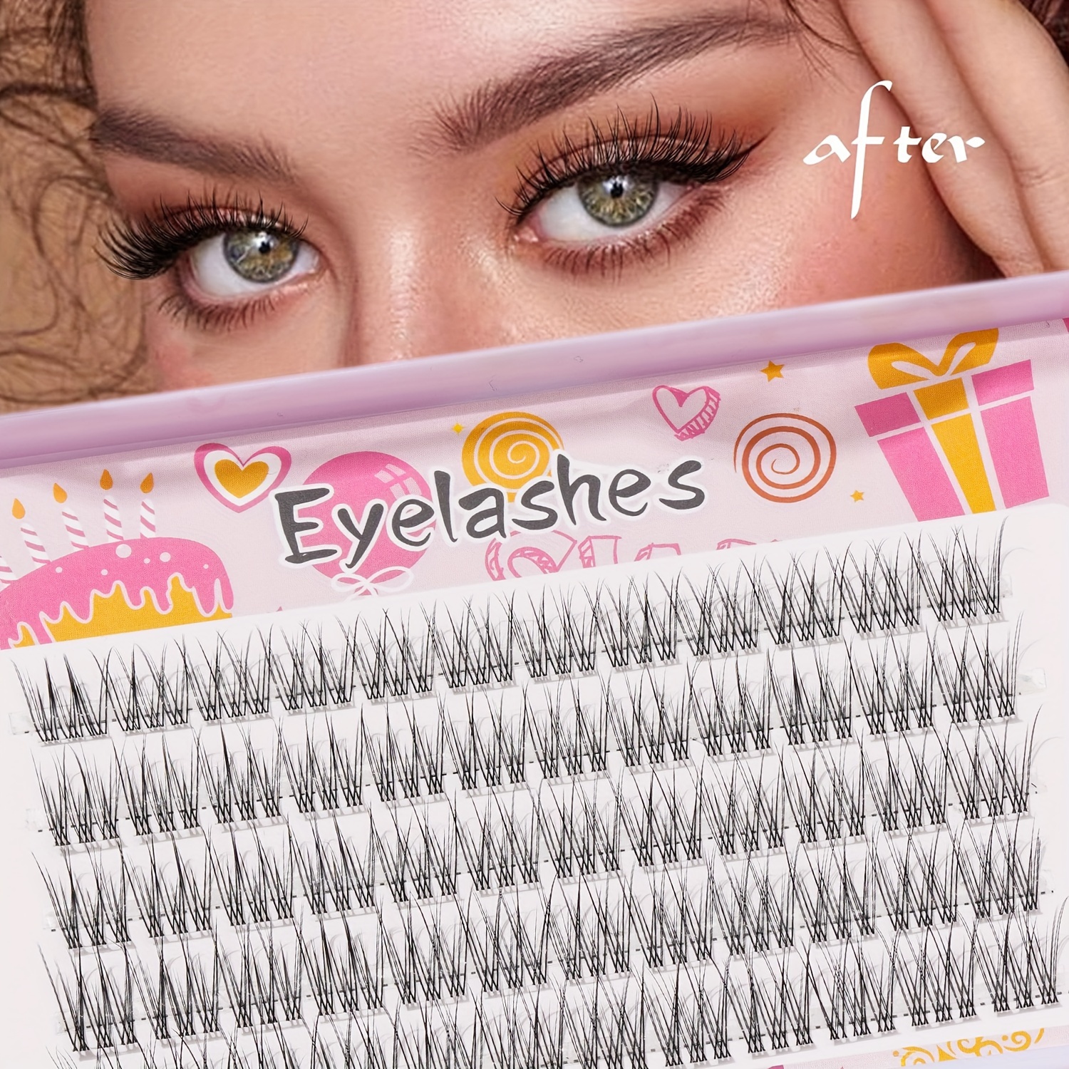 

60pcs Natural Looking Individual Cluster Eyelashes, Wispy Cross Lashes Fishtail Design, Soft And Lightweight, Perfect For Daily Or Commuting Makeup, Reusable Multi Times
