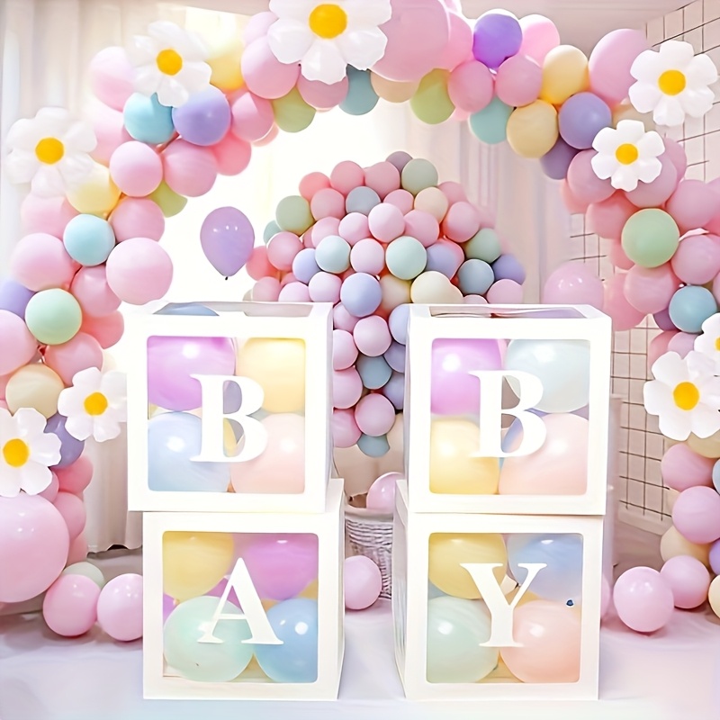 Image of 4pcs 11.81in Inch Clear Balloon Boxes, For Male Female Gender Reveal Parties, Birthday Parties, Square Paper Box Decorations (balloons Not Included)